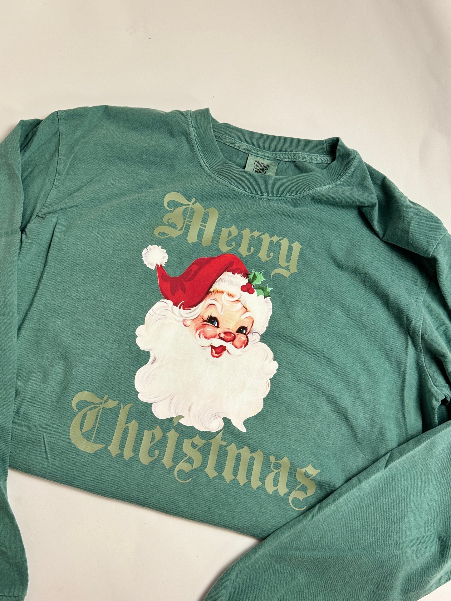 Vintage Santa Long Sleeve Shirt in Green